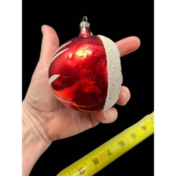 Poland Mercury Glass Indent Reflective Hand Painted Christmas Ornament 3.25" Vtg - Picture 5 of 9